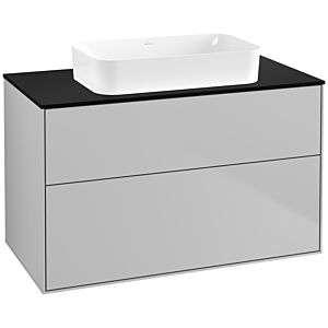 Villeroy und Boch Finion Waschtischunterschrank G64200GJ 100x60,3x50,1mm, Wandbeleuchtung, Glass Black Matt, Light grey matt