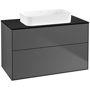 Villeroy und Boch Finion Waschtischunterschrank G64200GK 100x60,3x50,1mm, Wandbeleuchtung, Glass Black Matt, Anthracite matt