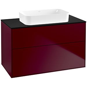 Villeroy und Boch Finion Waschtischunterschrank G64200HB 100x60,3x50,1mm, Wandbeleuchtung, Glass Black Matt, Peony Matt