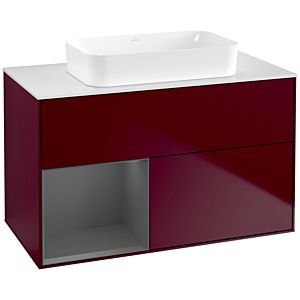 Villeroy und Boch Finion Waschtischunterschrank G651GKHB 100x60,3x50,1cm, Regal links Anthracite matt, Peony Matt