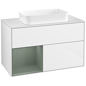 Villeroy and Boch Finion Villeroy and Boch Finion G651GMGF 100x60.3x50.1cm, shelf on the left Olive Matt Lacquer , glossy white lacquer