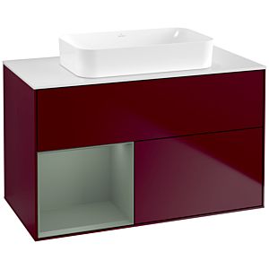 Villeroy und Boch Finion Waschtischunterschrank G651GMHB 100x60,3x50,1cm, Regal links Olive Matt Lacquer, Peony Matt