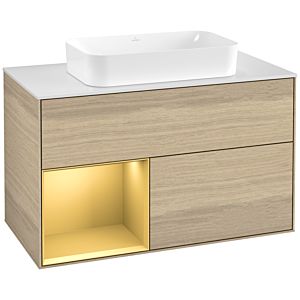 Villeroy and Boch Finion Villeroy and Boch Finion G651HFPC 100x60.3x50.1cm, shelf left gold matt, Oak Veneer