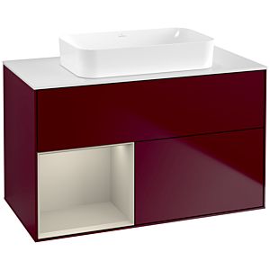 Villeroy und Boch Finion Waschtischunterschrank G651HHHB 100x60,3x50,1cm, Regal links Sand Matt Lacquer, Peony Matt