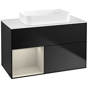 Villeroy et Boch Finion Villeroy et Boch G651HHPD 100x60.3x50.1cm, étagère à gauche Sand Matt Lacquer , laqué noir mat