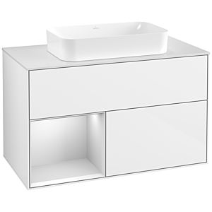 Villeroy and Boch Finion Villeroy and Boch Finion G651MTGF 100x60.3x50.1cm, shelf left white matt lacquer, glossy white lacquer