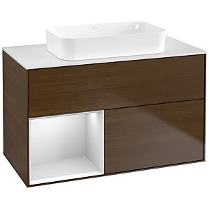 Villeroy and Boch Finion Villeroy and Boch Finion G651MTGN 100x60.3x50.1cm, shelf left white matt lacquer, walnut veneer