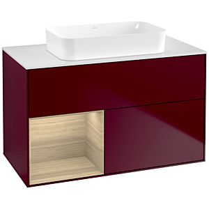 Villeroy und Boch Finion Waschtischunterschrank G651PCHB 100x60,3x50,1cm, Regal links Oak Veneer, Peony Matt