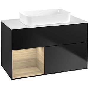 Villeroy et Boch Finion Villeroy et Boch G651PCPD 100x60.3x50.1cm, étagère à gauche Oak Veneer , laqué noir mat