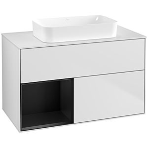 Villeroy und Boch Finion Waschtischunterschrank G651PDMT 100x60,3x50,1cm, Regal links Black matt lacquer, White matt lacquer