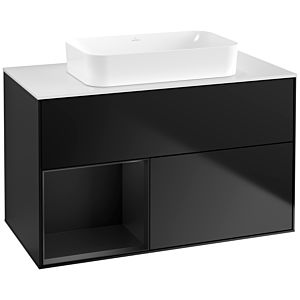 Villeroy et Boch Finion Villeroy et Boch G651PDPD 100x60.3x50.1cm, étagère à gauche laqué noir mat, laqué noir mat