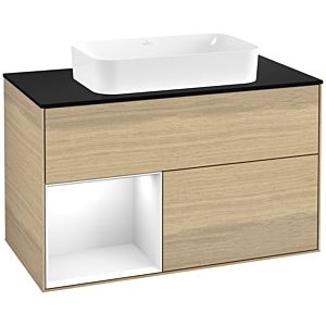 Villeroy et Boch Finion Villeroy et Boch G652GFPC 100x60.3x50.1cm, étagère à gauche Laque blanc brillant, Oak Veneer