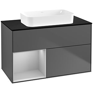 Villeroy und Boch Finion Waschtischunterschrank G652GJGK 100x60,3x50,1cm, Regal links Light grey matt, Anthracite matt