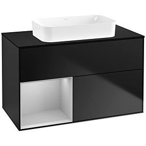 Villeroy und Boch Finion Waschtischunterschrank G652GJPD 100x60,3x50,1cm, Regal links Light grey matt, Black matt lacquer