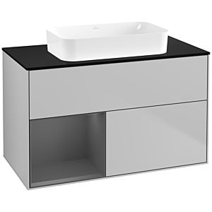 Villeroy und Boch Finion Waschtischunterschrank G652GKGJ 100x60,3x50,1cm, Regal links Anthracite matt, Light grey matt
