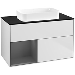 Villeroy et Boch Finion Villeroy et Boch G652GKMT 100x60.3x50.1cm, étagère gauche anthracite mat, blanc laqué mat