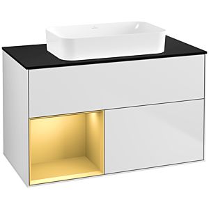 Villeroy et Boch Finion Villeroy et Boch G652HFMT 100x60.3x50.1cm, étagère gauche or mat, laqué blanc mat