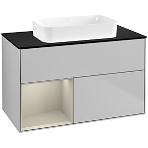 Villeroy und Boch Finion Waschtischunterschrank G652HHGJ 100x60,3x50,1cm, Regal links Sand Matt Lacquer, Light grey matt