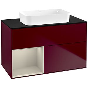 Villeroy und Boch Finion Waschtischunterschrank G652HHHB 100x60,3x50,1cm, Regal links Sand Matt Lacquer, Peony Matt