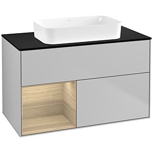 Villeroy und Boch Finion Waschtischunterschrank G652PCGJ 100x60,3x50,1cm, Regal links Oak Veneer, Light grey matt