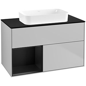 Villeroy und Boch Finion Waschtischunterschrank G652PDGJ 100x60,3x50,1cm, Regal links Black matt lacquer, Light grey matt