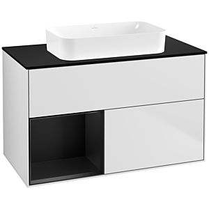 Villeroy und Boch Finion Waschtischunterschrank G652PDMT 100x60,3x50,1cm, Regal links Black matt lacquer, White matt lacquer