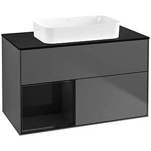 Villeroy and Boch Finion Villeroy and Boch Finion G652PHGK 100x60.3x50.1cm, shelf on the left Glossy Black Lacquer , anthracite matt