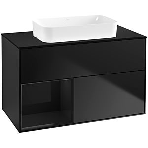 Villeroy et Boch Finion Villeroy et Boch G652PHPD 100x60.3x50.1cm, étagère à gauche Glossy Black Lacquer , laqué noir mat