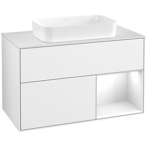 Villeroy et Boch Finion Villeroy et Boch G661GFGF 100x60.3x50.1cm, étagère à droite Laque blanc brillant, Laque blanc brillant
