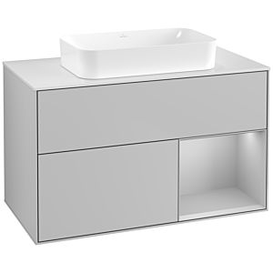 Villeroy und Boch Finion Waschtischunterschrank G661GJGJ 100x60,3x50,1cm, Regal rechts Light grey matt, Light grey matt