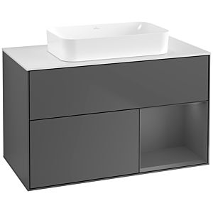 Villeroy und Boch Finion Waschtischunterschrank G661GKGK 100x60,3x50,1cm, Regal rechts Anthracite matt, Anthracite matt