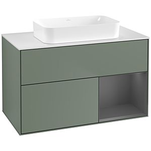 Villeroy and Boch Finion Villeroy and Boch Finion G661GKGM 100x60,3x50,1cm, shelf right anthracite matt, Olive Matt Lacquer