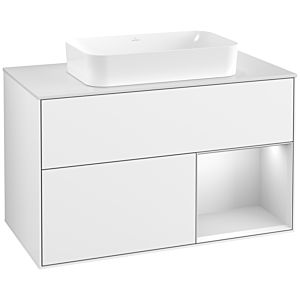 Villeroy and Boch Finion Villeroy and Boch Finion G661MTGF 100x60.3x50.1cm, shelf on the right white matt lacquer, glossy white lacquer