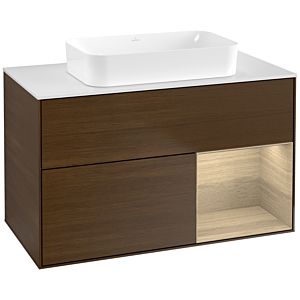 Villeroy und Boch Finion Waschtischunterschrank G661PCGN 100x60,3x50,1cm, Regal rechts Oak Veneer, Walnut veneer