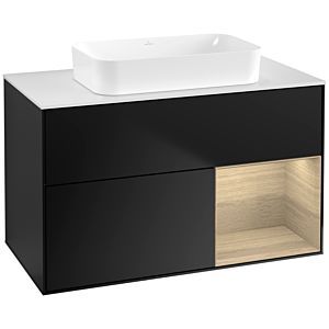 Villeroy et Boch Finion Villeroy et Boch G661PCPD 100x60.3x50.1cm, étagère à droite Oak Veneer , laqué noir mat