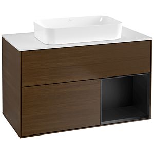 Villeroy et Boch Finion Villeroy et Boch G661PDGN 100x60.3x50.1cm, étagère à droite laqué noir mat, placage noyer