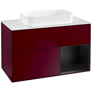 Villeroy und Boch Finion Waschtischunterschrank G661PDHB 100x60,3x50,1cm, Regal rechts Black matt lacquer, Peony Matt