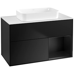 Villeroy und Boch Finion Waschtischunterschrank G661PDPD 100x60,3x50,1cm, Regal rechts Black matt lacquer, Black matt lacquer