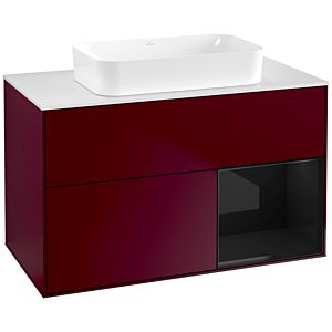 Villeroy und Boch Finion Waschtischunterschrank G661PHHB 100x60,3x50,1cm, Regal rechts Glossy Black Lacquer, Peony Matt
