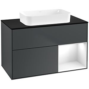 Villeroy und Boch Finion Waschtischunterschrank G662GFHG 100x60,3x50,1cm, Regal rechts Glossy white lacquer, Midnight Blue Matt Lacquer