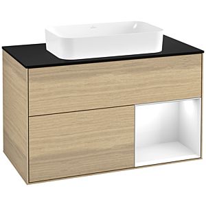 Villeroy und Boch Finion Waschtischunterschrank G662GFPC 100x60,3x50,1cm, Regal rechts Glossy white lacquer, Oak Veneer