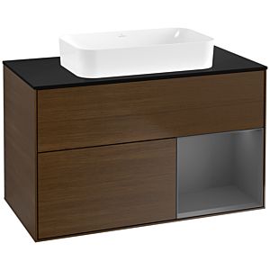 Villeroy et Boch Finion Villeroy et Boch G662GKGN 100x60.3x50.1cm, étagère à droite Anthracite mat, placage noyer