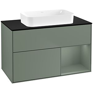 Villeroy und Boch Finion Waschtischunterschrank G662GMGM 100x60,3x50,1cm, Regal rechts Olive Matt Lacquer, Olive Matt Lacquer