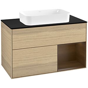 Villeroy und Boch Finion Waschtischunterschrank G662GNPC 100x60,3x50,1cm, Regal rechts Walnut veneer, Oak Veneer