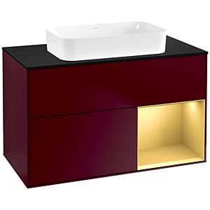 Villeroy und Boch Finion Waschtischunterschrank G662HFHB 100x60,3x50,1cm, Regal rechts Gold matt, Peony Matt