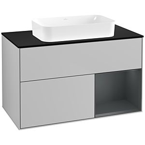 Villeroy und Boch Finion Waschtischunterschrank G662HGGJ 100x60,3x50,1cm, Regal rechts Midnight Blue Matt Lacquer, Light grey matt