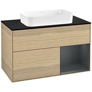 Villeroy und Boch Finion Waschtischunterschrank G662HGPC 100x60,3x50,1cm, Regal rechts Midnight Blue Matt Lacquer, Oak Veneer