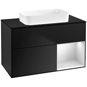 Villeroy und Boch Finion Waschtischunterschrank G662MTPD 100x60,3x50,1cm, Regal rechts White matt lacquer, Black matt lacquer