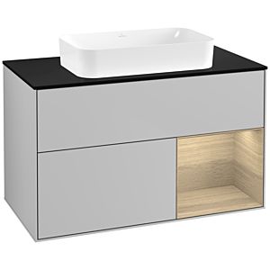 Villeroy und Boch Finion Waschtischunterschrank G662PCGJ 100x60,3x50,1cm, Regal rechts Oak Veneer, Light grey matt