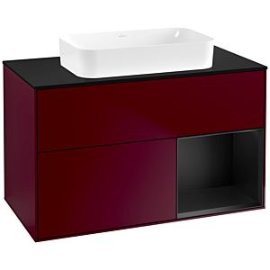 Villeroy et Boch Finion Villeroy et Boch G662PDHB 100x60.3x50.1cm, étagère à droite laqué noir mat, Peony Matt